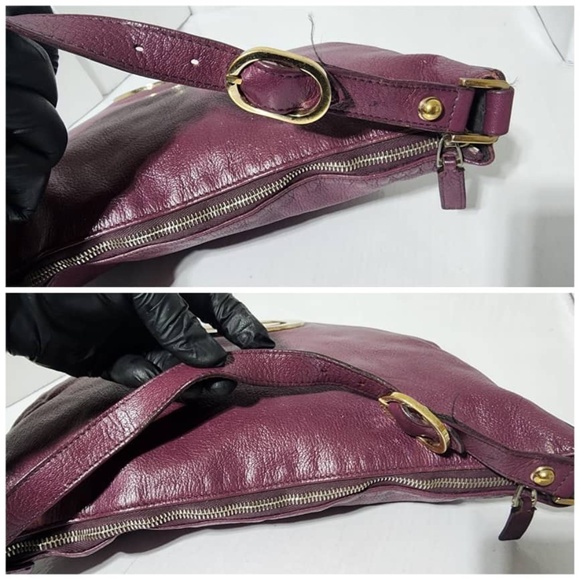 Authentic GUCCI Plum Leather GG Logo Blondie Hobo Bag Burgundy - Picture 11 of 14
